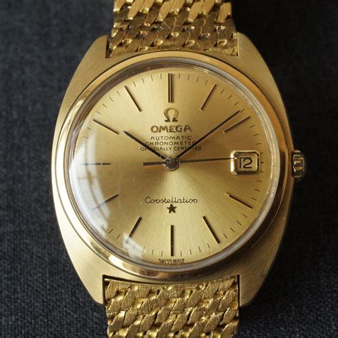 vintage omega constellation 18k gold watch price|omega constellation chronometer automatic vintage.